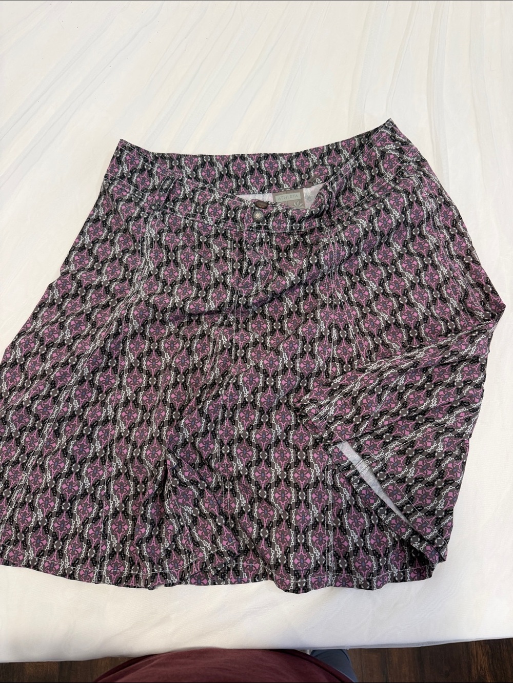 Athleta Printed Sprint Athletic Running Skort Pink Grey Geometric Chain Link